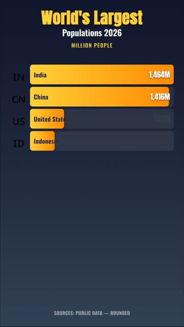 World's Largest Populations 2026: Top 10 Most Populous Countries Ranked
